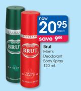Brut Men's Deodorant Body Spray-120ml Each
