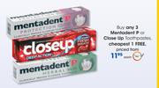 Mentadent P Or Close Up Toothpastes-Each