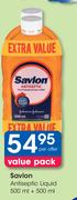Savlon Antiseptic Liquid-2 x 500ml Per Offer