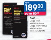 GNC Mega Men Multivitamins Or Mega Men 50 Plus Multivitamins 60 Or 90 Caplets-Per Pack