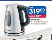 Kambrook 1.7 Litre 360 Degree Cordless Stainless Steel Kettle
