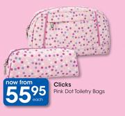 Clicks Pink Dot Toiletry Bags-Each