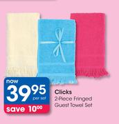 Clicks 2-Piece Fringed Guest Towel Set-Per Set