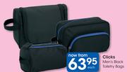 Clicks Men's Black Toiletry Bags-Each