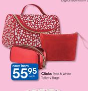 Clicks Red And White Toiletry Bags-Each