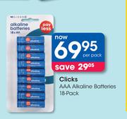 Clicks AAA Alkaline Battries 18-Pack-Per Pack