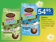 Cemoi Mega T'Oeufs Crunchy Cereals Or Popping Sugar Chocolate Eggs-170g Per Pack