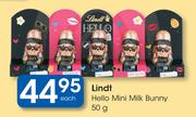 Lindt Hello Mini Milk Bunny-50g Each