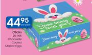 Clicks 20 Milk Chocolate Coated Mallow Eggs-Per Pack