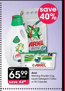 Ariel Washing Powder-4Kg, Liquid Detergent-3Ltr Or 30 Capsules-Each