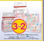 Clicks Made 4 Baby Regular Wipes (Excl.Clicks Made 4 Baby Sensitive Or Calm Night Wipes)-Per Pack