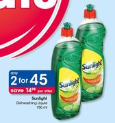 Sunlight Dishwashing Liquid-2x750ml Per Offer
