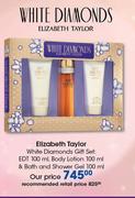 Elizabeth Taylor White Diamonds Gift Set Of EDT 100ml, Body Lotion 100ml, & Bath & Shower Gel 100ml