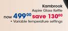 Kambrook Aspire Glass Kettle