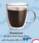 Kambrook Double Wall Glass Mug With Handle-400ml