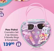 Paw Patrol Cosmetics Set: 2 Lip Glosses, 3 Novelty Rings & Sunglasses-Per Set