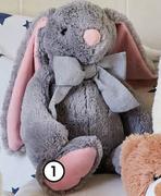 Clicks Plush Grey & Pink Or Blue Rabbit-Each