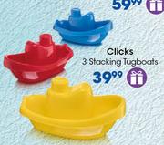 Clicks Stacking Tugboats