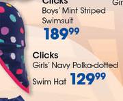 Clicks Girls Navy Polka-Dotted Swim Hat 