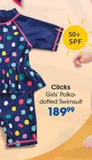 Clicks Girls Polka-Dotted Swimsuit
