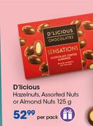 D'Licious Hazelnuts Assorted Nuts Or Almond Nuts-125g Per Pack