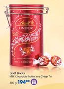 Lindt Lindor Milk Chocolate Truffles In A Clasp Tin-300g