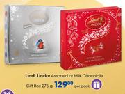 Lindt Lindor Assorted Or Milk Chocolate Gift Box-275g Per Pack