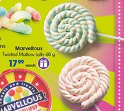 Marvellous Twisted Mallow Lolly-60g Each
