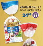 Jacquot Bag Of 8 Choc Santas-100g