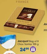 Jacquot Bag Of 8 Choc Santas-100g