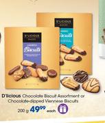 D'licious Chocolate Biscuit Assortment Or Chocolate -Dipped Viennese Biscuits-200g Each