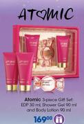 Atomic 3 Piece Gift Set Of EDP 30ml, Shower Gel 90ml And Body Lotion 90ml
