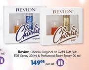 Revlon Charlie Original Or Gold Gift Set EDT Spray 30ml, Perfumed Body Spray 90ml-Per Set