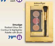 Smudge Radiant Glow Set Contour & Highlighter Palette With Brush-Each