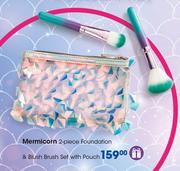 Mermicorn 2-Piece Foundation & Blush Brush Set With Pouch