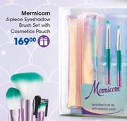 Mermicorn 4-Piece Eyeshadow Brush Set With Cosmetics Pouch