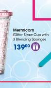 Mermicorn Glitter Straw Cup With 3 Blending Sponges