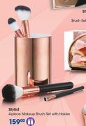 Stylist 4-Piece Makeup Brush Set With Holder