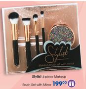 Stylist 4-Piece Makeup Brush Set With Mirror