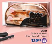 Stylist 2-Piece Makeup Brush Duo With Pouch