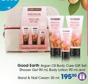 Good Earth Argan Oil Body Care Gift Set (Shower Gel 90ml, Body Lotion 90ml, Hand & Nail Cream 30ml)