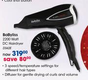 BaByliss 2200 Watt DC Hairdryer D342E