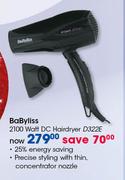 BaByliss 2100 Watt DC Hairdryer D322E