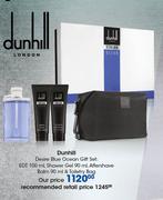 Dunhill Desire Blue Ocean Gift Set Of EDT 100ml, Shower Gel 90ml, Aftershave Balm 90ml &Toiletry Bag