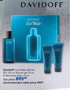 Davidoff Cool Water Gift Set Of EDT 125ml, Shower Gel 75ml & Aftershave Balm 75ml