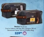 Revlon Fire & Ice Cool Or Inferno Gift Set:EDT Cologne-100ml,Deodorant Spray-120ml & Toiletry Bag