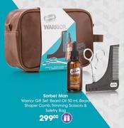 Sorbet Man Warrior Gift Set:Beard Oil-50ml,Beard Shaper,Comb,Trimming Scissors & Toiletry Bag