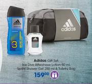 Adidas Gift Set:Ice Dive Aftershave Lotion-50ml,Sprint Shower Gel-250ml & Toiletry Bag