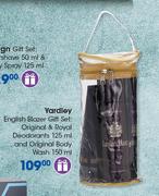 Yardley English Blazer Gift Set:Original & Royal Deodorants-125ml & Original Body Wash-150ml