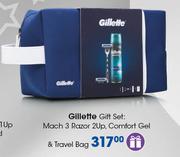 Gillette Gift Set: Mach 3 Razor 2 Up, Comfort Gel & Travel Bag
